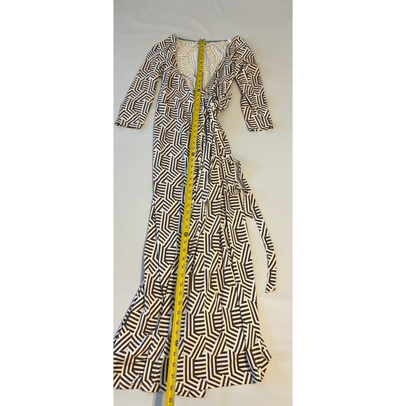 Boden Geometric Belted Wrap Maxi Dress Womens Size 8 Boho Artst Event Vacation - Picture 4 of 16